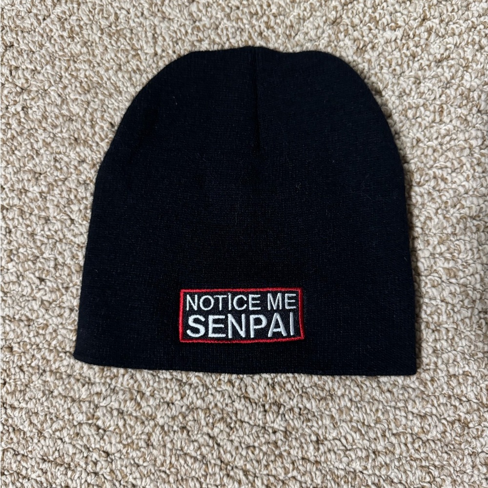 Notice Me Senpai Black Beanie